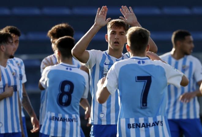 Una celebración de un gol del Juvo esta temporada (Foto: Málaga CF).