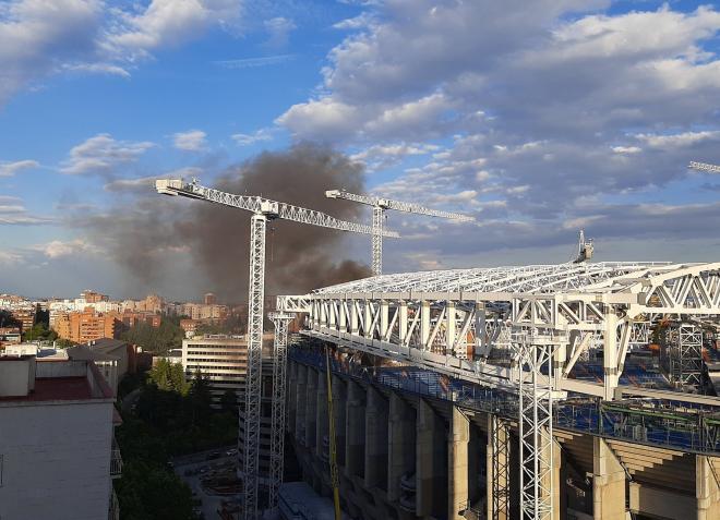 Incendio en el Santiago Bernabéu.