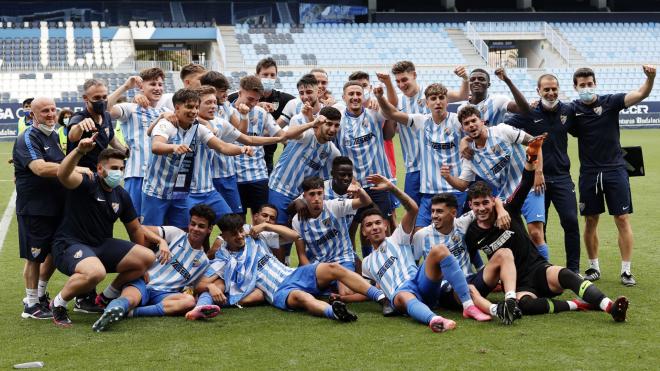 Celebración del campeonato este miércoles (Foto: Málaga CF).