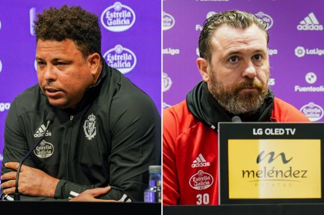 Ronaldo Nazário y Sergio González, en la sala de prensa de Zorrilla (Fotos: Real Valladolid).