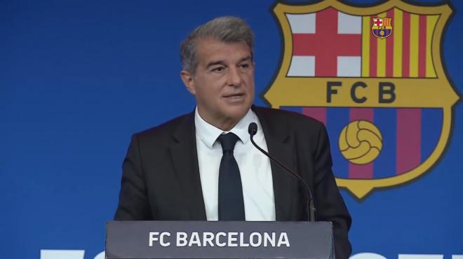 Joan Laporta, en rueda de prensa.