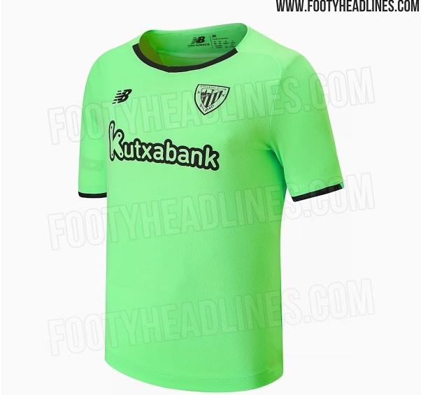 Equipación 2021/22 del Athletic Club para jugar fuera de Bilbao filtrada por la web footyheadlines.