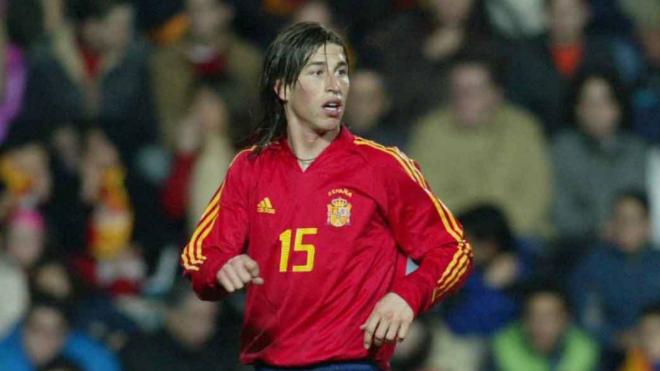 Sergio Ramos en su debut con España.