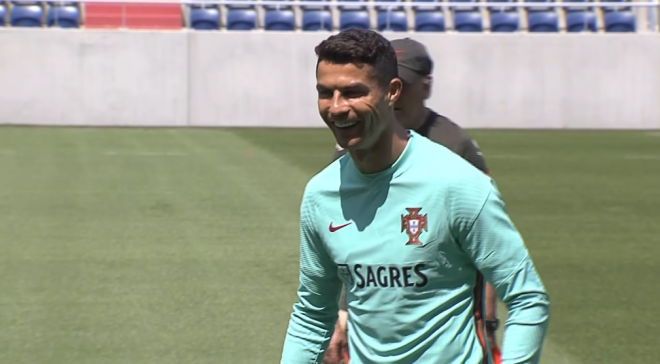 Cristiano Ronaldo, en un entrenamiento con Portugal.