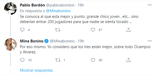 El otro mensaje de Mina Bonino sobre la ausencia de Ocampos en la Copa América
