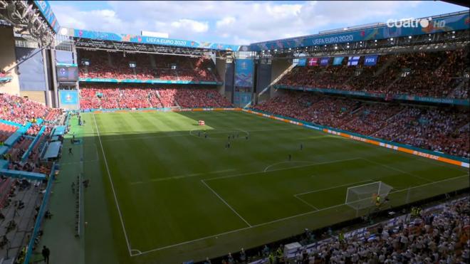 Parken Stadion de Copenhage, estadio en el que han mostrado el apoyo a Eriksen.