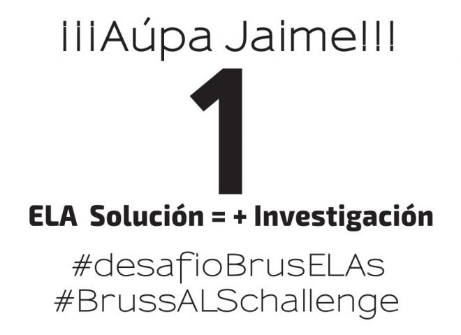 Dorsal de apoyo para la aventura del getxotarra Jaime Lafita contra la ELA en la sede de la UE en Bruselas.
