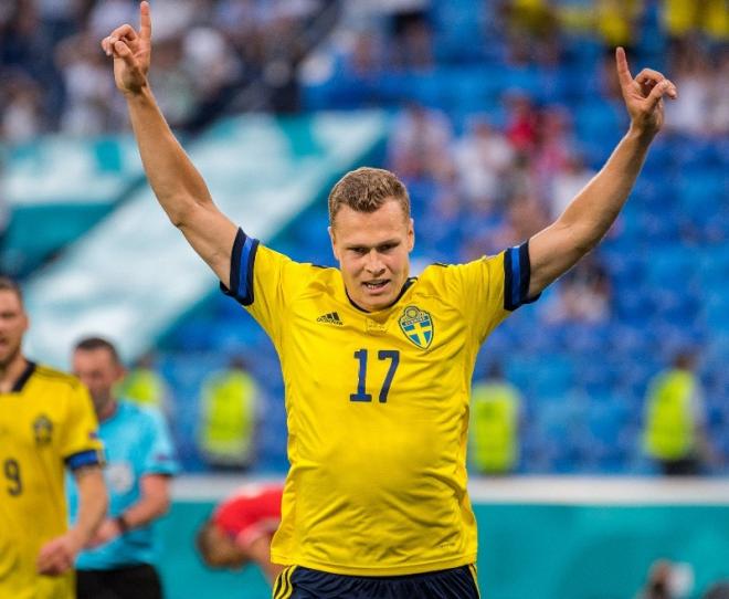 Claesson celebra el 3-2 definitivo de Suecia.
