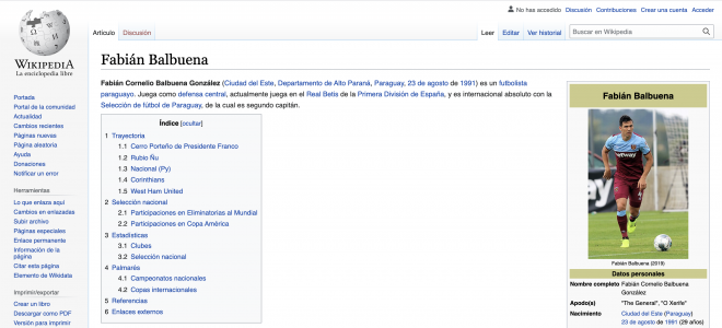 Página de Fabián Balbuena en Wikipedia. Foto: es.wikipedia.org