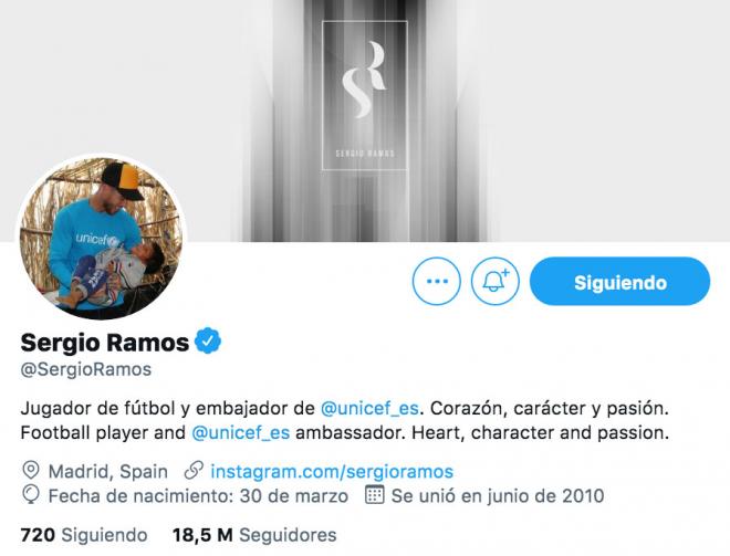 Perfil de 'Twitter' de Sergio Ramos.