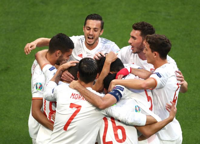 Celebración del gol de Jordi Alba en el España-Suiza de la Eurocopa (Foto: Cordon Press).