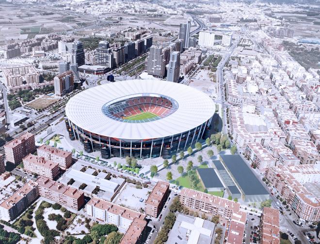 Polideportivo que el Valencia CF construirá en Benicalap al lado del Nuevo Estadio conocido ya como Nou Mestalla