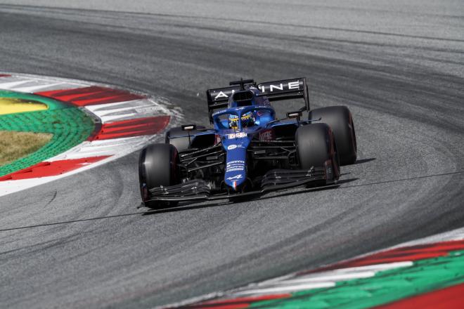 El coche Alpine de Fernando Alonso durante la clasificación para el GP de Austria (Foto: Cordon Pr