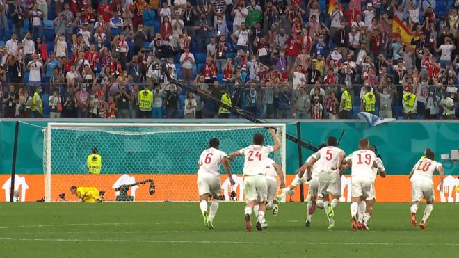 Tanda de penaltis entre España y Suiza en los cuartos de la Eurocopa.
