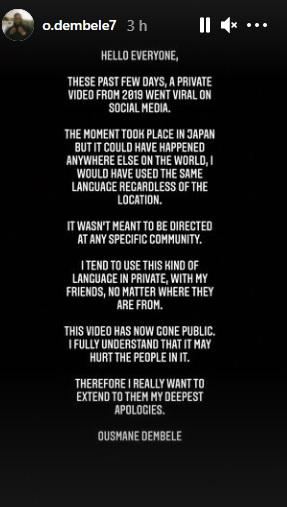 Dembélé aclara en Instagram su polémica con un vídeo en Japón.