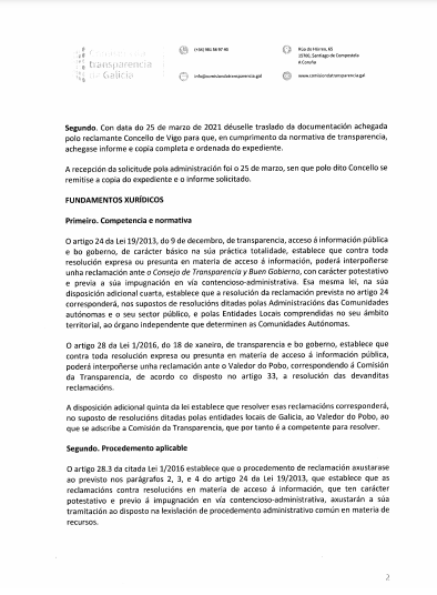 Resolución de la Comisión de Transparencia.