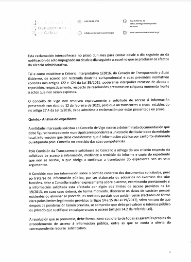 Resolución de la Comisión de Transparencia.