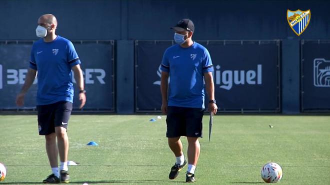 José Alberto dirige su primer entrenamiento con el Málaga (Foto: Málaga CF).