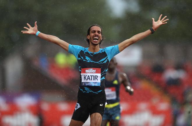 Mohamed Katir celebra su récord de España en Mónaco (Foto: Cordon Press).