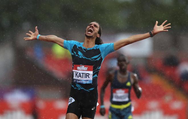 Mohamed Katir celebra su récord de España en Mónaco (Foto: Cordon Press).