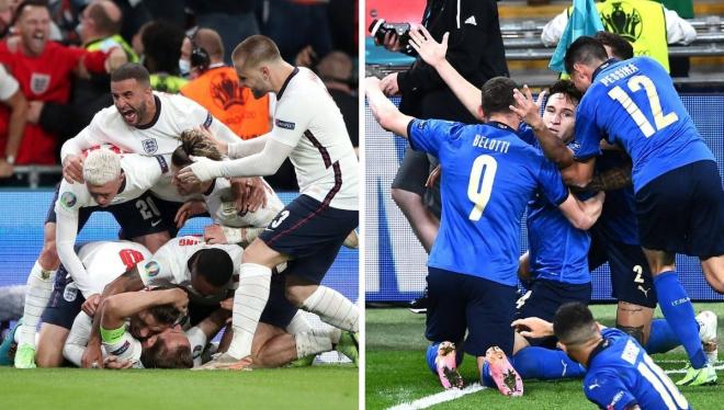 Celebraciones de Inglaterra e Italia en la Eurocopa.
