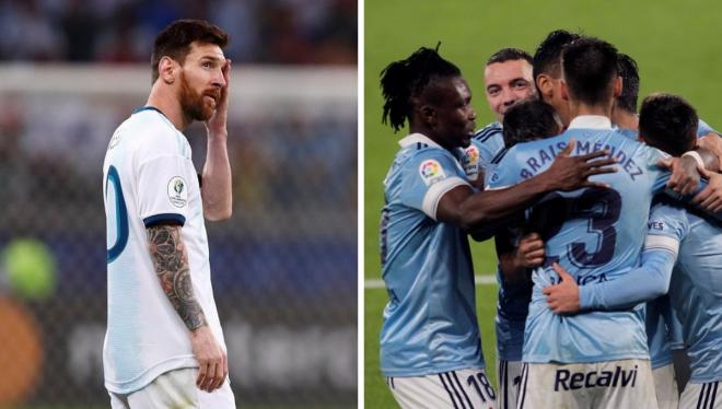 Messi y la celebración de un gol del Celta