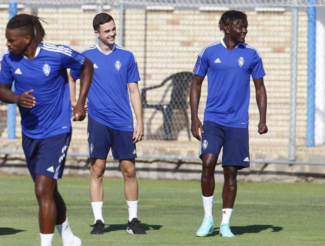 Borge, junto a Bikoro, en un entrenamiento de pretemporada.