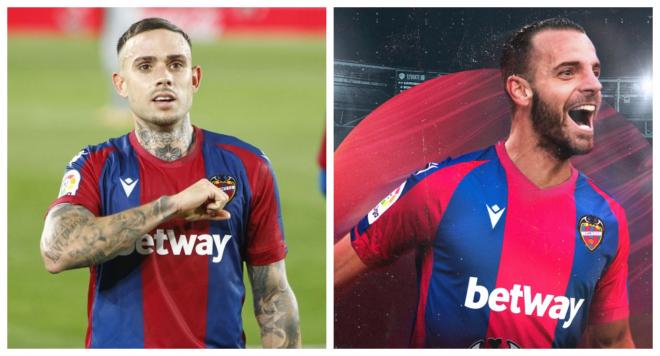 Roger y Soldado, delanteros del Levante UD.