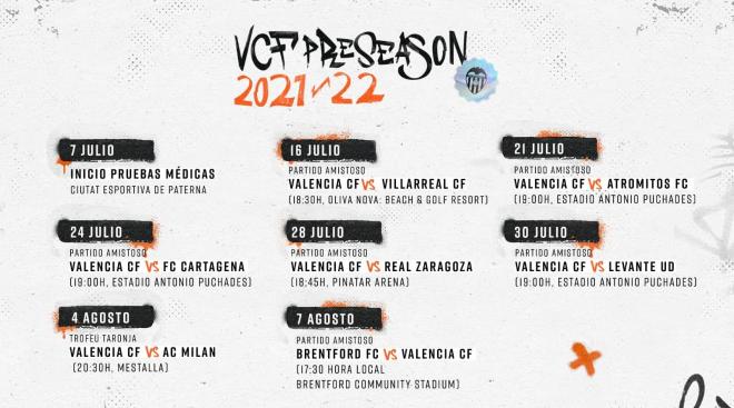 calendario de amistosos de pretemporada del Valencia
