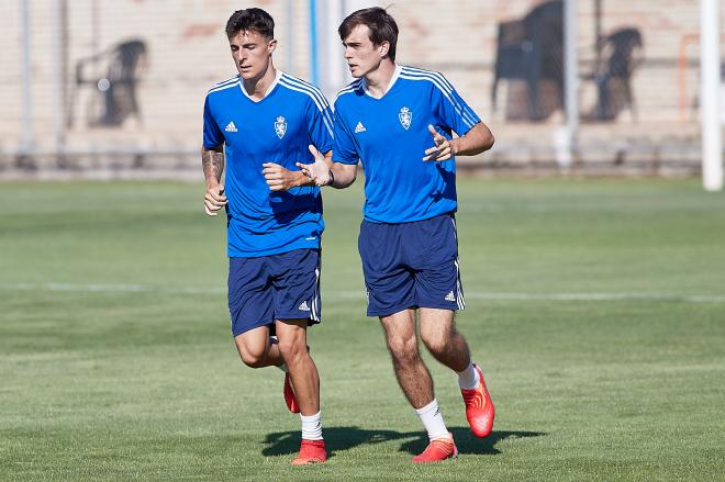 Francho y Francés en un entrenamiento del Real Zaragoza (Foto: Daniel Marzo).