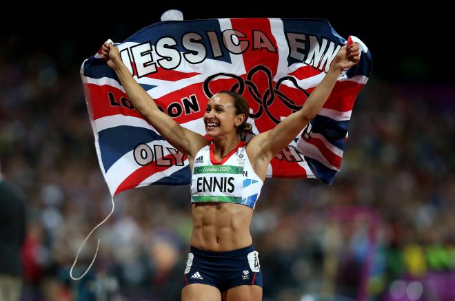 Jessica Ennis celebrando su triunfo en Londres 2012 (Foto: Cordon Press).
