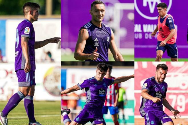 Zalazar, Corral, Aguado, Doncel y Víctor García, con el Real Valladolid en pretemporada (Fotos: Real Valladolid).