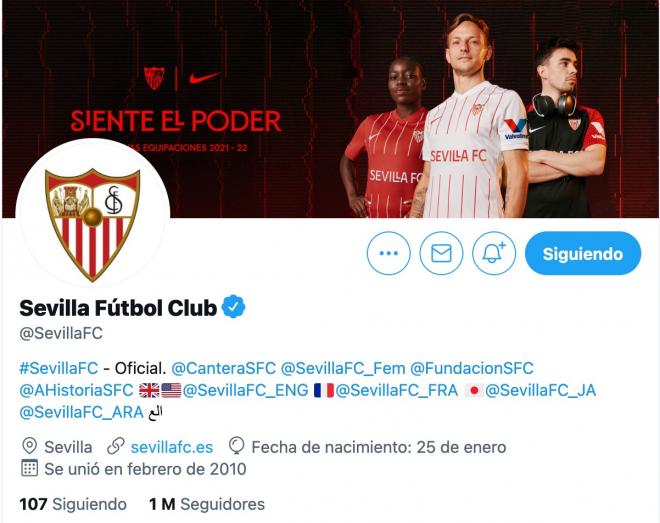 El Sevilla FC alcanza el millón de usuarios en Twitter