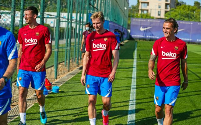 Lenglet, De Jong y Griezmann, a su incorporación a los entrenamientos de Koeman (Foto: FC Barcelon