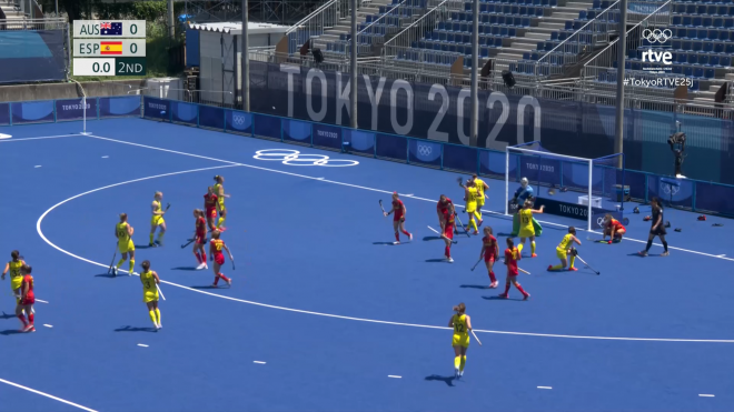 España-Australia de hockey femenino en los Juegos de Tokio (Captura: RTVE).