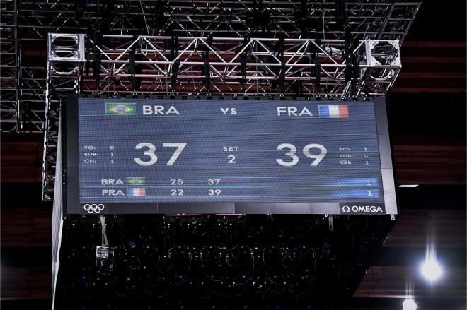 Encuentro entre Brasil y Francia de voleibol en los Juegos Olímpicos