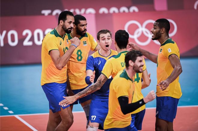 Encuentro entre Brasil y Francia de voleibol en los Juegos Olímpicos