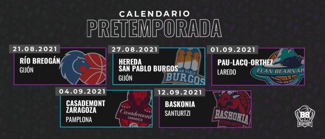 El calendario de la pretemporada 2021/2022 del Bilbao Basket.