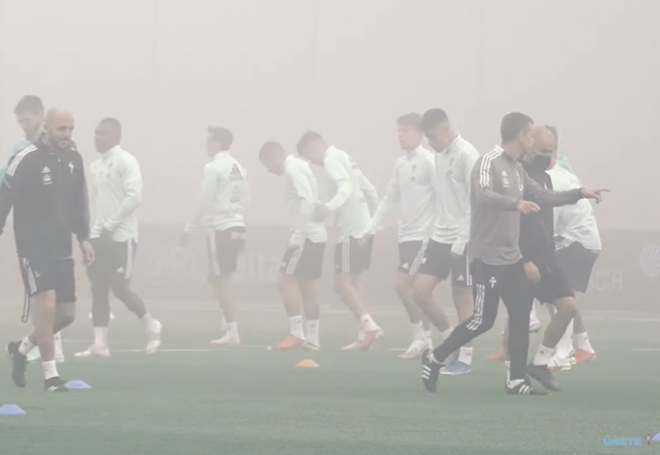 La niebla, protagonista del entrenamiento del Celta (Foto: RC Celta).