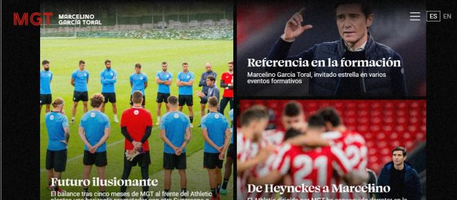 Portada de la web personal de Marcelino García Toral, el actual míster del Athletic Club.