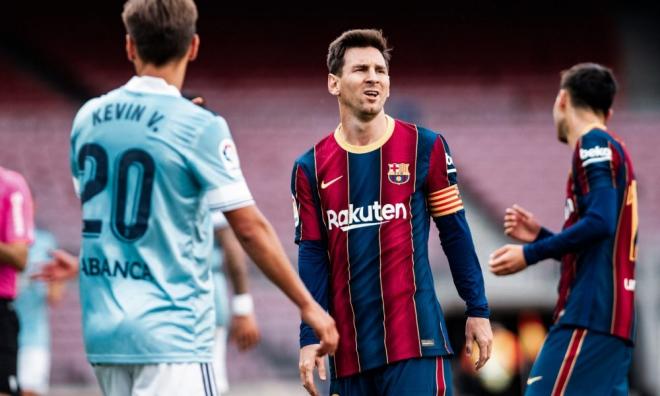Messi, en su último partido en el Nou Camp ante el Celta.