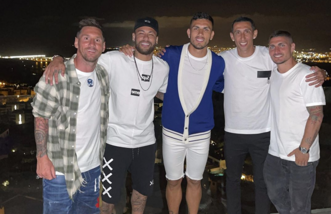 Leo Messi, Neymar, Paredes, Di María y Verratti (Foto: Instagram).