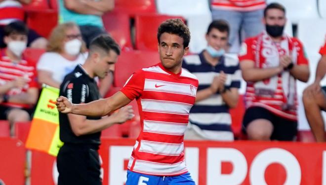 Luis Milla celebra un gol con el Granada en pretemporada (Foto: GCF).
