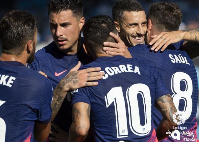 Mario Hermoso celebra uno de los goles de Correa (Foto: LaLiga).