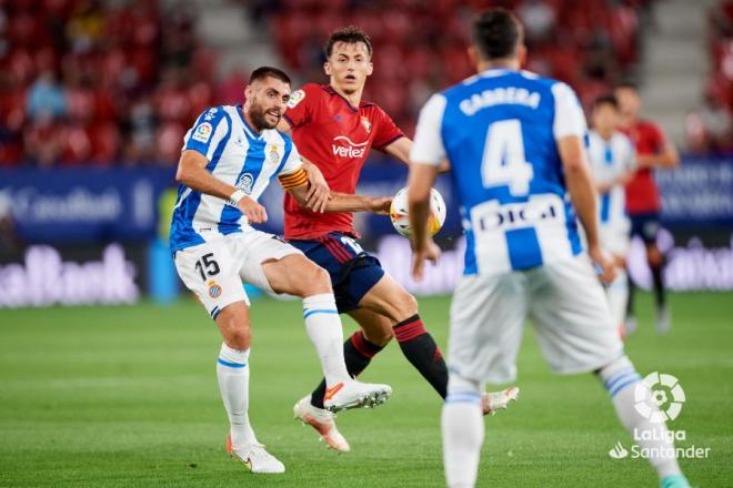 David López durante el Osasuna-Espanyol (Foto: LaLiga).