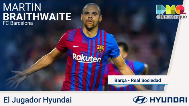 Martin Braithwaite, Jugador Hyundai del Barcelona-Real Sociedad.