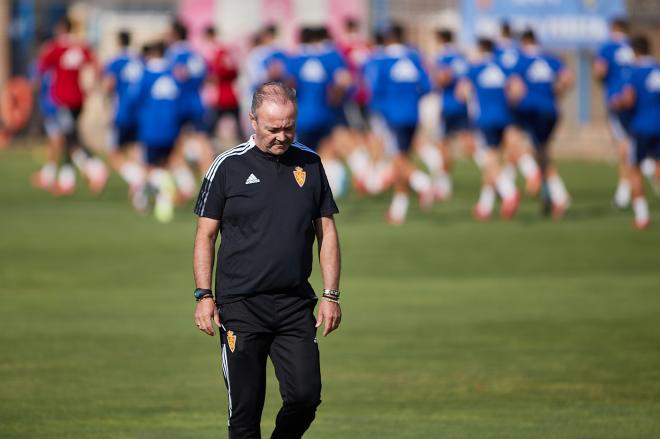 Juan Ignacio Martínez en un entrenamiento del Real Zaragoza (Foto: Daniel Marzo).