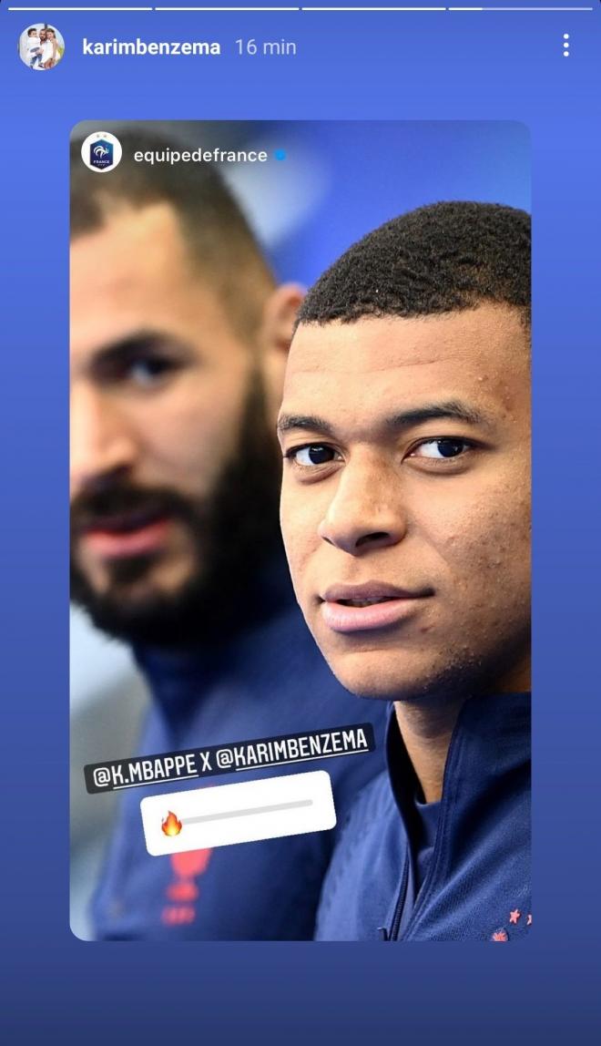 Mbappé y Karim, con Francia (Instagram de Benzema).
