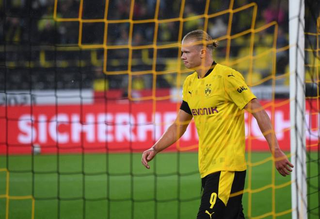 Erling Haaland se lamenta durante la Supercopa entre Borussia Dortmund y Bayern (Foto: Cordon Press