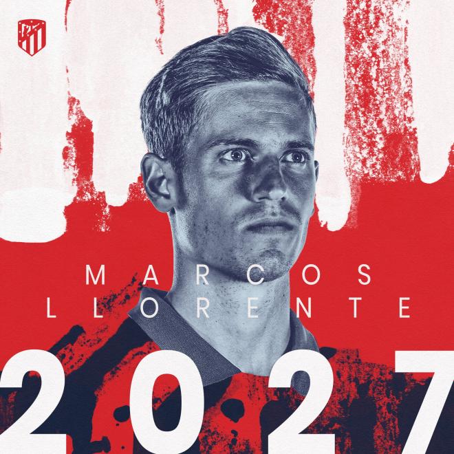 Marcos Llorente renueva con el Atlético de Madrid hasta 2027.